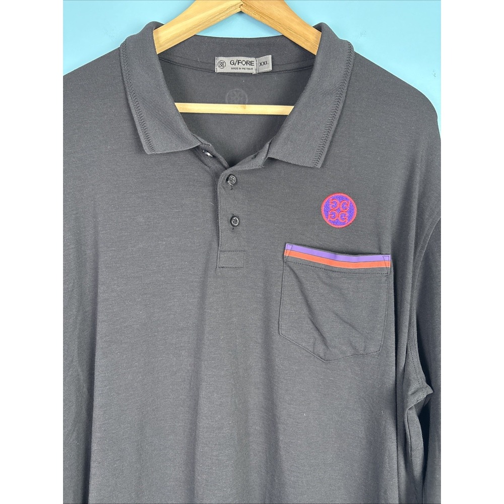 Men's G/Fore Long Sleeve Polo Shirt Black Size XXL Preppy Old Money Performance